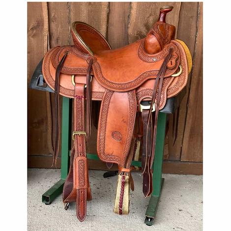 Billy Cook Hard Seat 16" Running W Border Slickout Used Ranch Cutter Saddle